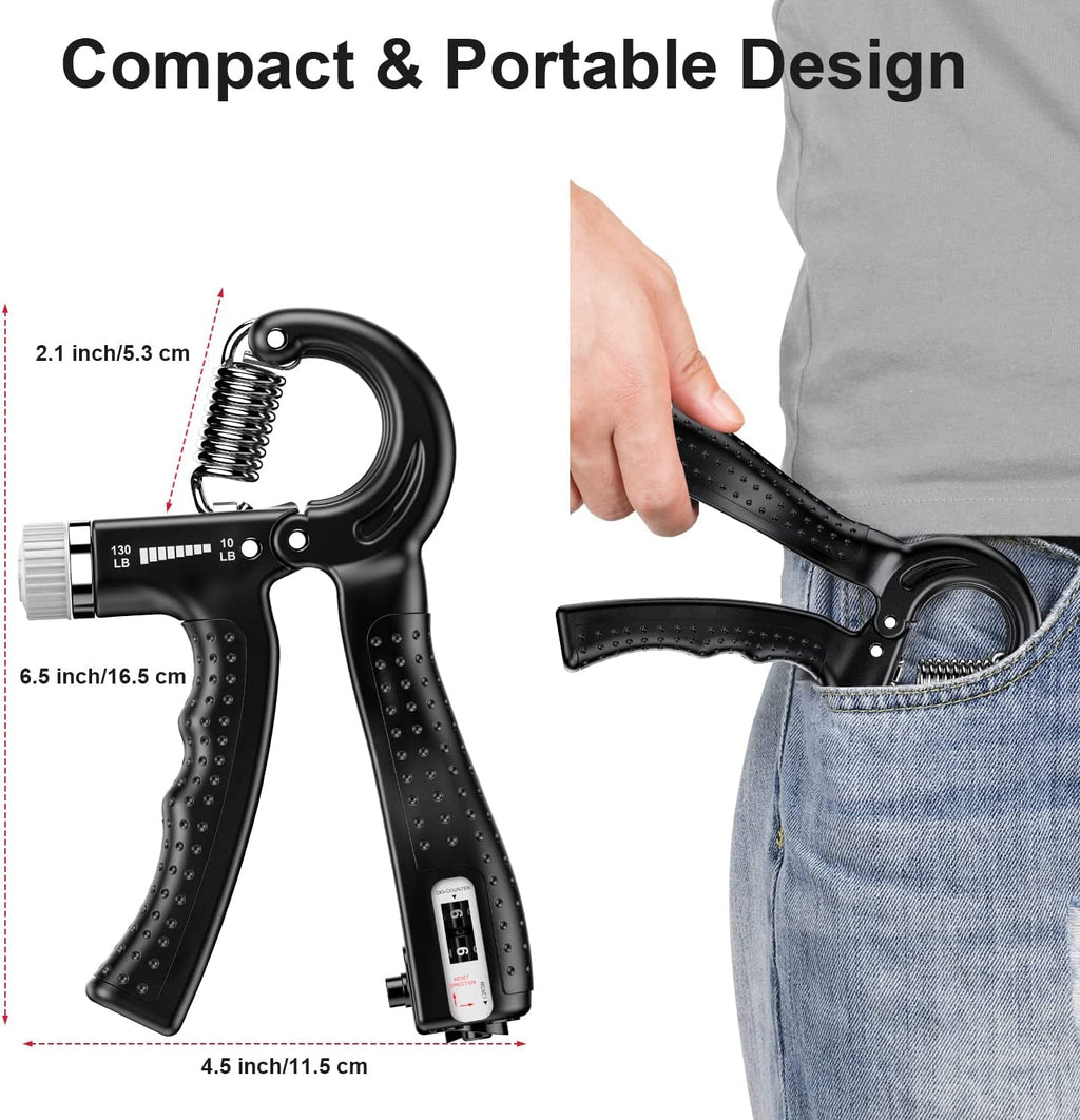 Hand Grip Strengthener 2 Pack Adjustable Resistance 10-130 lbs Forearm Exerciser