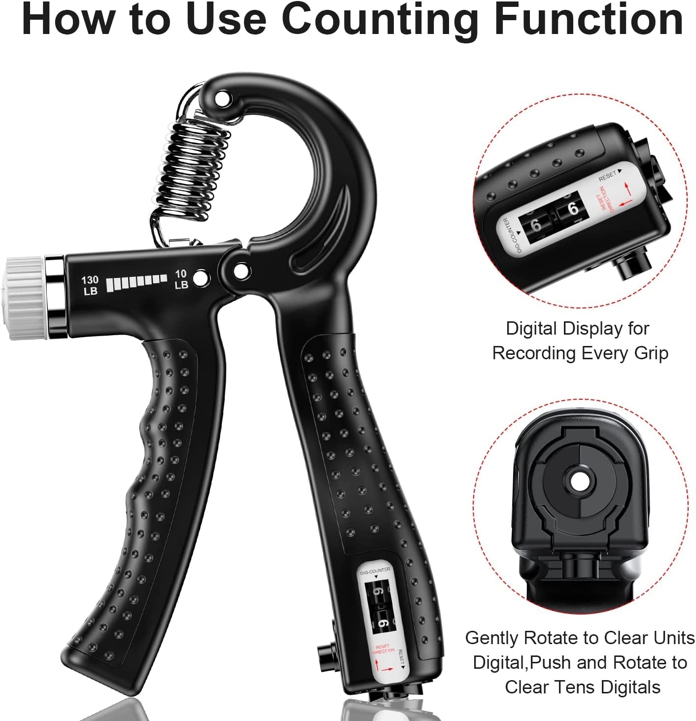Hand Grip Strengthener 2 Pack Adjustable Resistance 10-130 lbs Forearm Exerciser